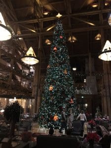 Christmas Tree in the lobby of the Wilderness Resort at WDW