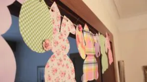 Adorable, Easy Bunny Banner for Easter. Cheap but Chic Decorations littlemissblog.com