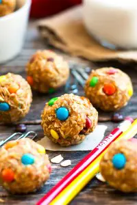 Yummy Monster Cookie Bites Healthy Snacks littlemissblog.com