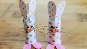Toilet Roll Bunnies Fun Crafts using toilet paper rolls littlemissblog.com