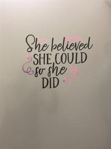 She believed she could Vinyl bathroom quote