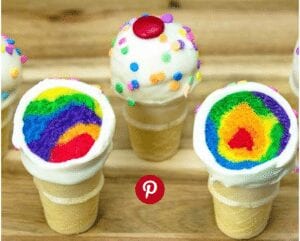 Rainbow Cakepops in cone