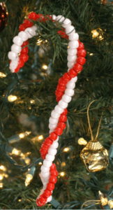 Candy Cane Ornament Craft for kids to make as gift